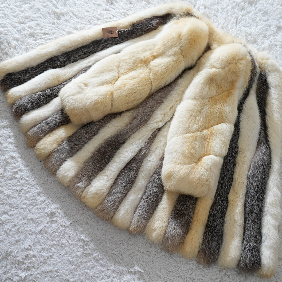 Shadow Fox and Silver Fox Stripe Design Coat Soft and Fluffy SAGA FOX