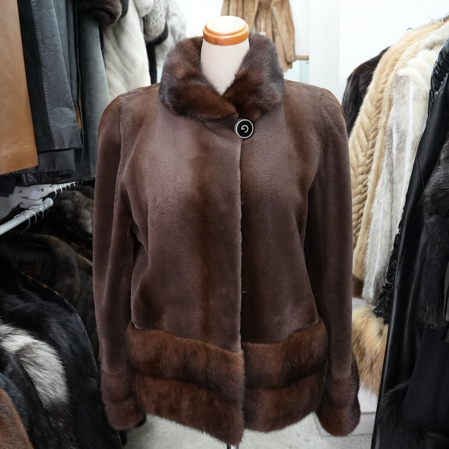 Shaved Mink and Mink Fur Trim Jacket GRES PARIS SAGAMINK - Genuine Vintage Fur From Japan