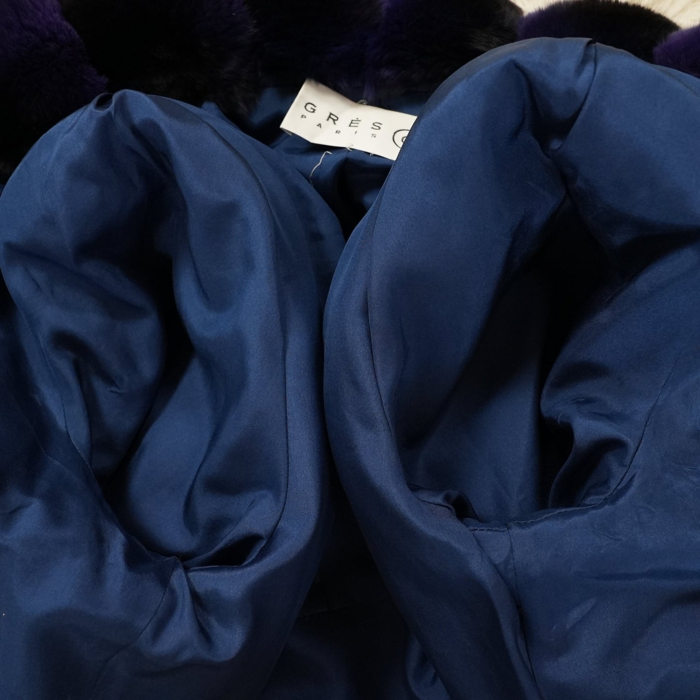 Shaved Mink Chinchilla Trim Fur Jacket Purple Dyed GRES Paris - Genuine Vintage Fur From Japan