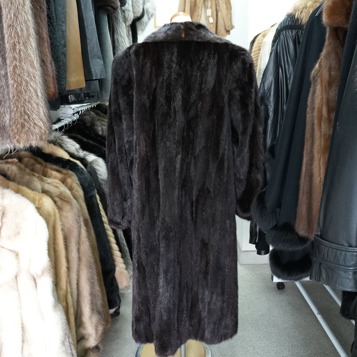 Dark Mink Long Coat - Genuine Vintage Fur From Japan