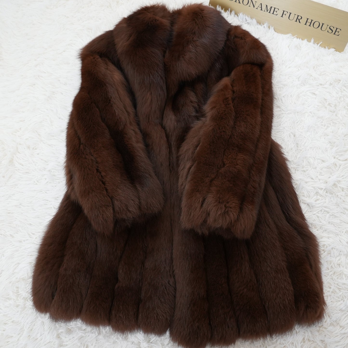 Brown Dyd Fox Coat - SAGA FOX Genuine Vintage Fur Japan