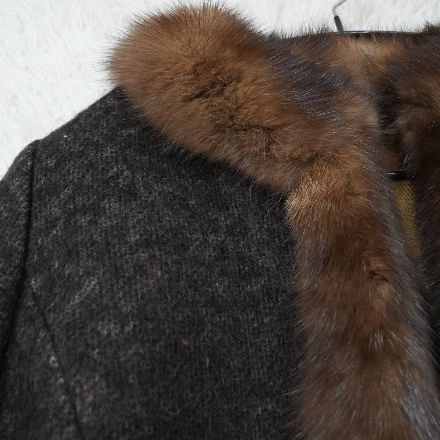 FOXEY Sable Fur Trim Angola Jacket - Genuine Vintage Fur From Japan
