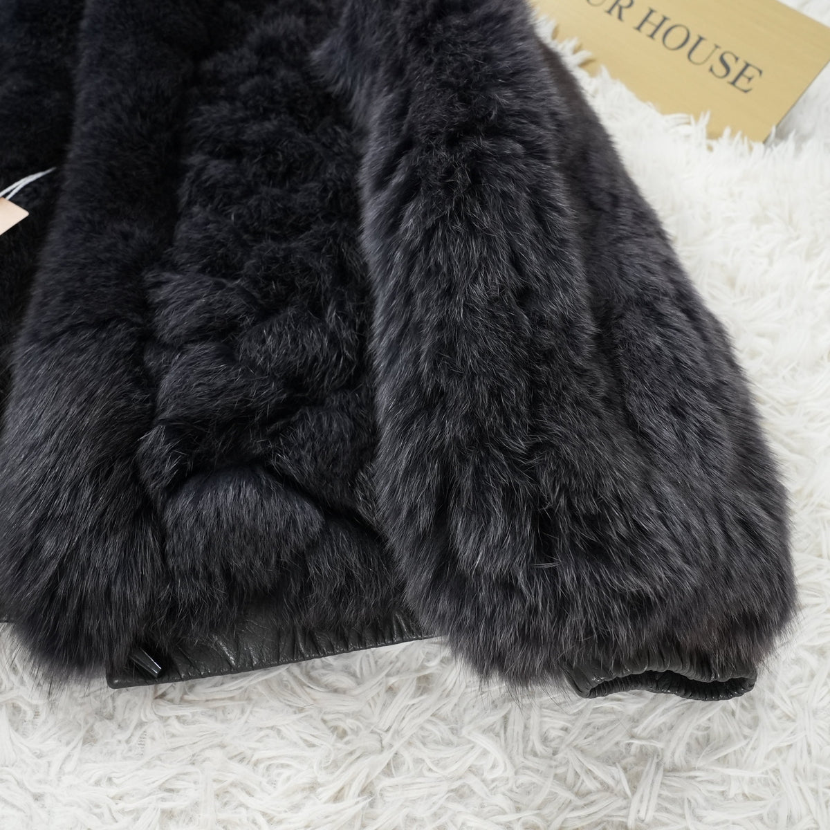 Amethyst Dyed Fox and Leather Design Coat SAGA FOX - Genuine Vintage Fur From Japan