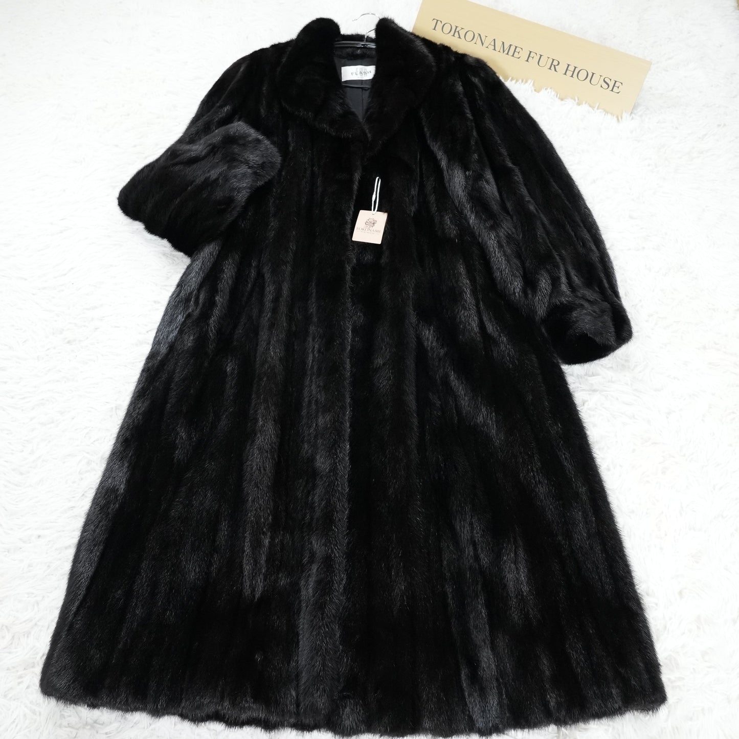 Dark Mink Long Coat glossy - Genuine Vintage Fur From Japan