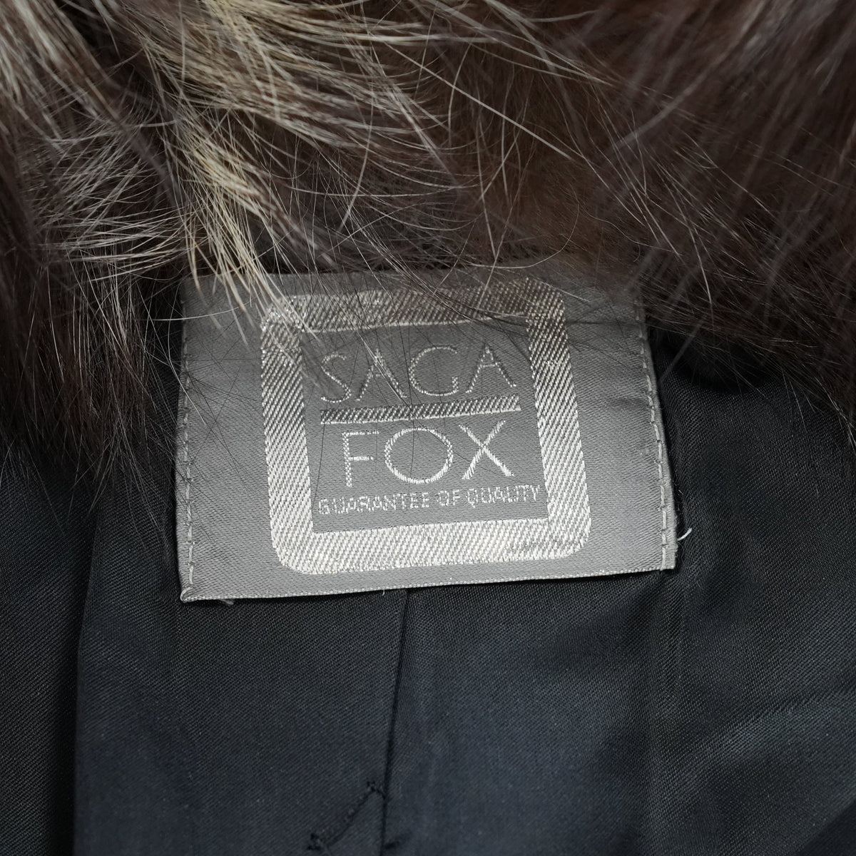 Black Dyed Fox and Silver Fox Trim SAGA FOX- Genuine Vintage Fur From Japan