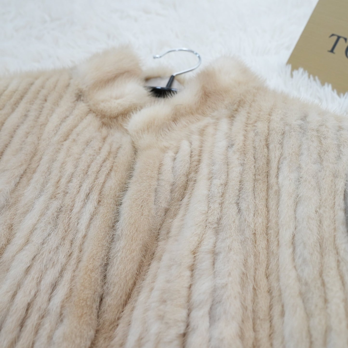 Pastel Mink Jacket Stripe Cutting Genuine Vintage Fur Japan