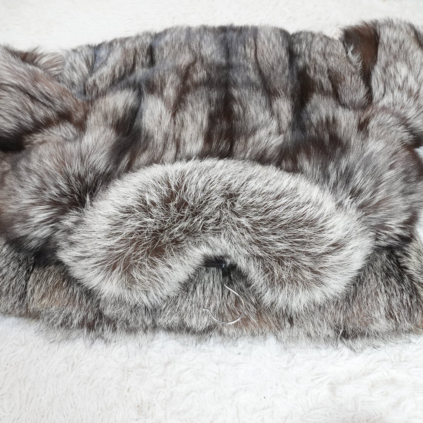 Floor length Silver Fox Very Long Coat  CC logo - Genuine Vintage Fur From Japan