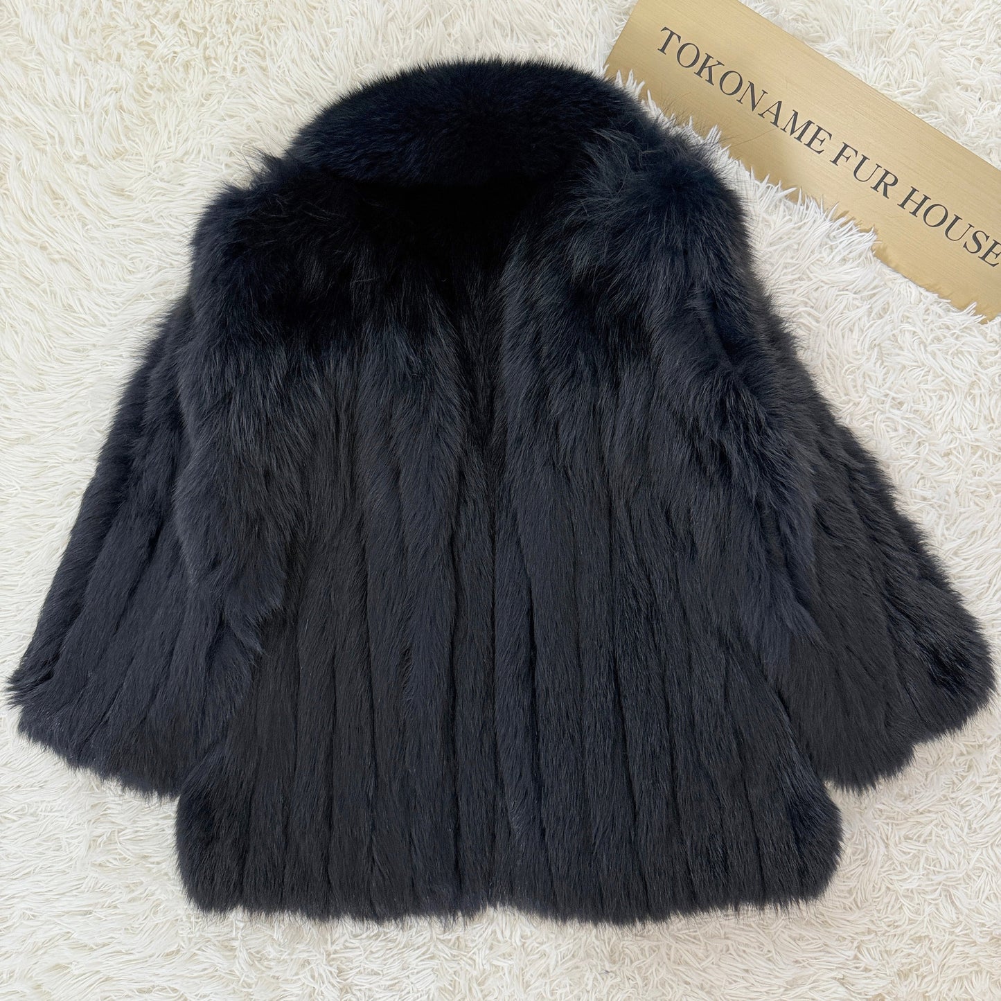 Blue Fox Navy Dyed Coat Soft and Fuffy Vintage Fur Japan