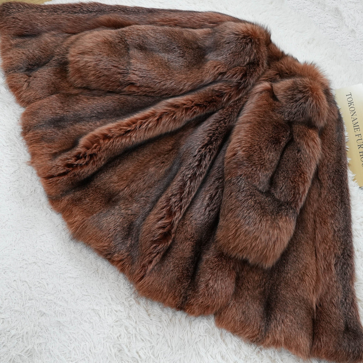 Reddish Brown Cross Dyed Fox Fur Long Coat Soft and Fluffy - Genuine Vintage Fur From Japan