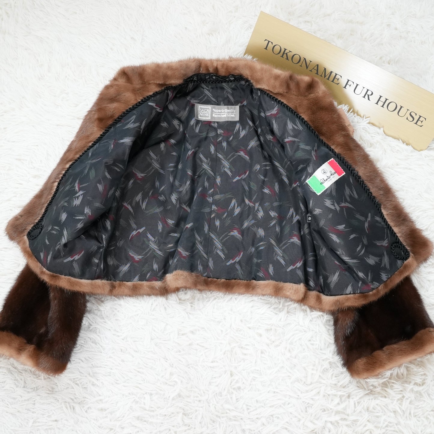 Dark Mink cropd Jacket SAGA MINK - Genuine Vintage Fur From Japan
