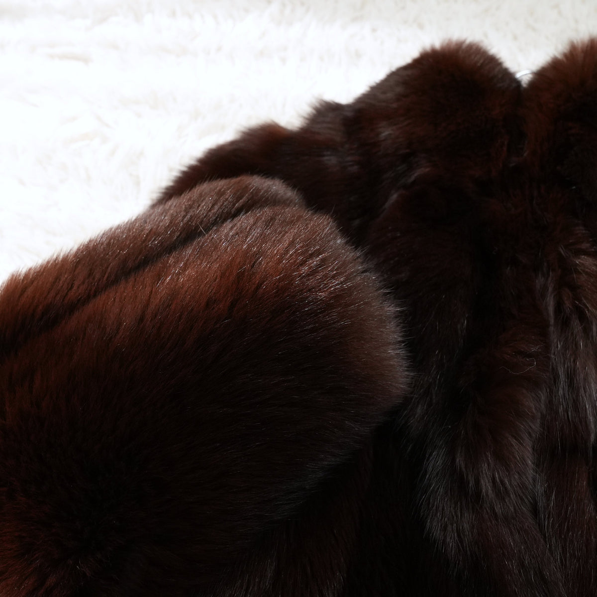 Dark Brown Dyed Fox Fur Coat Soft and Fluffy - Genuine Vintage Fur From Japan