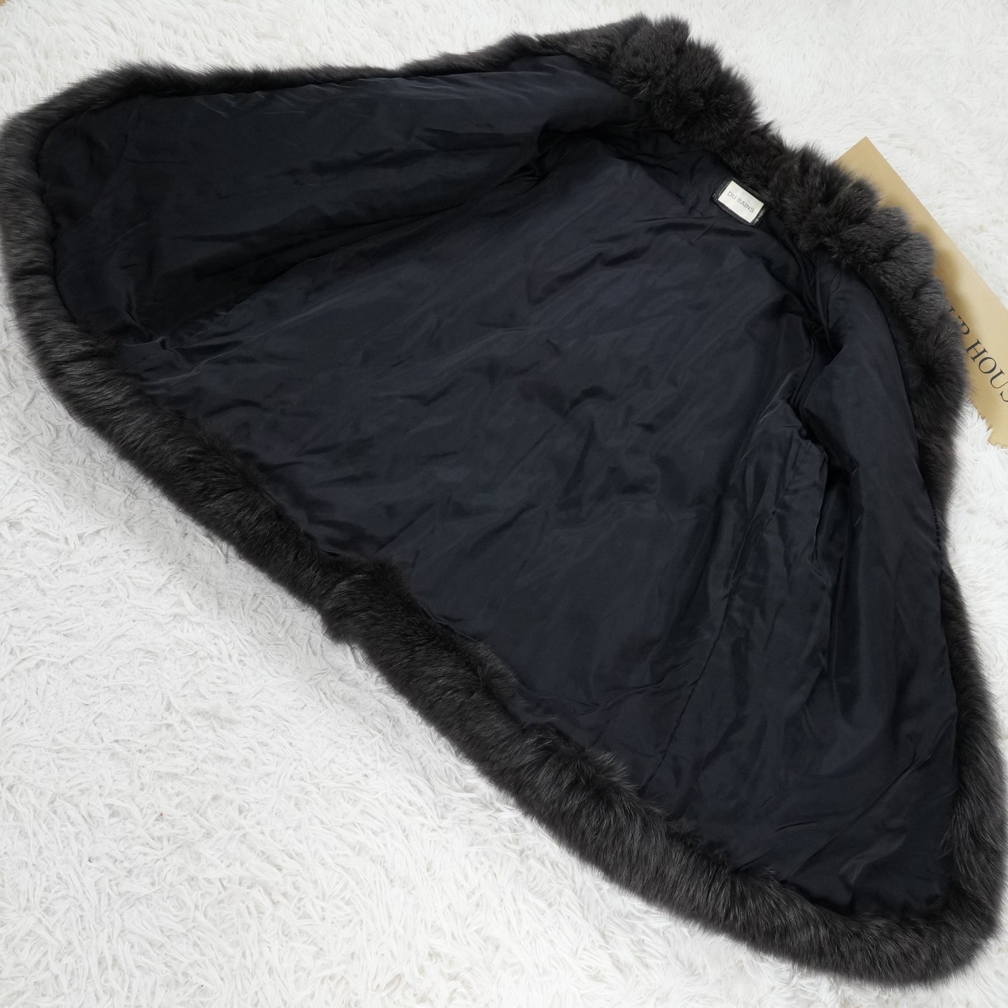 Gray Dyed Fox Fur Coat DU BAINS - Genuine Vintage Fur From Japan