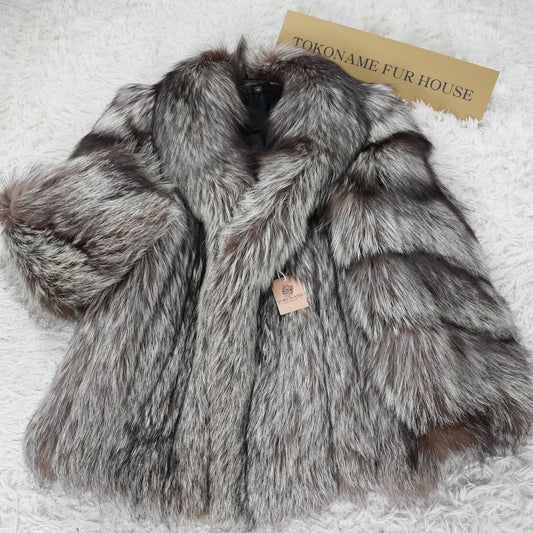 Silver Fox Coat SAGA FOX - Genuine Vintage Fur From Japan