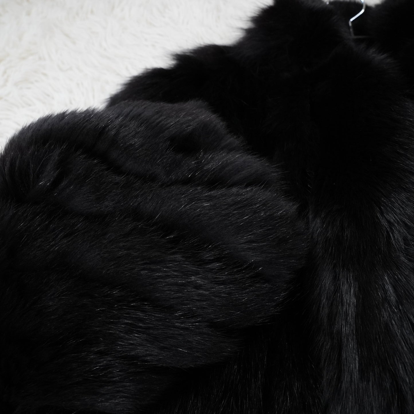 Black Dyed Fox Fur Coat ROTINY - Genuine Vintage Fur From Japan