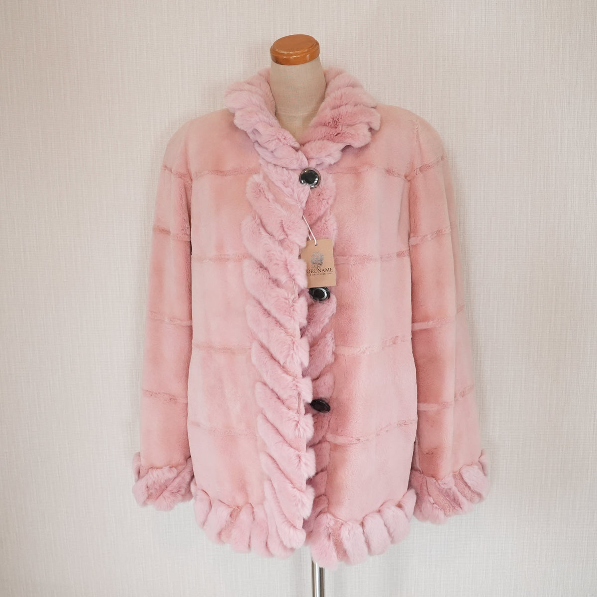 Pink Dyed Reversible Rabbit Fur Coat - Genuine Vintage Fur From Japan