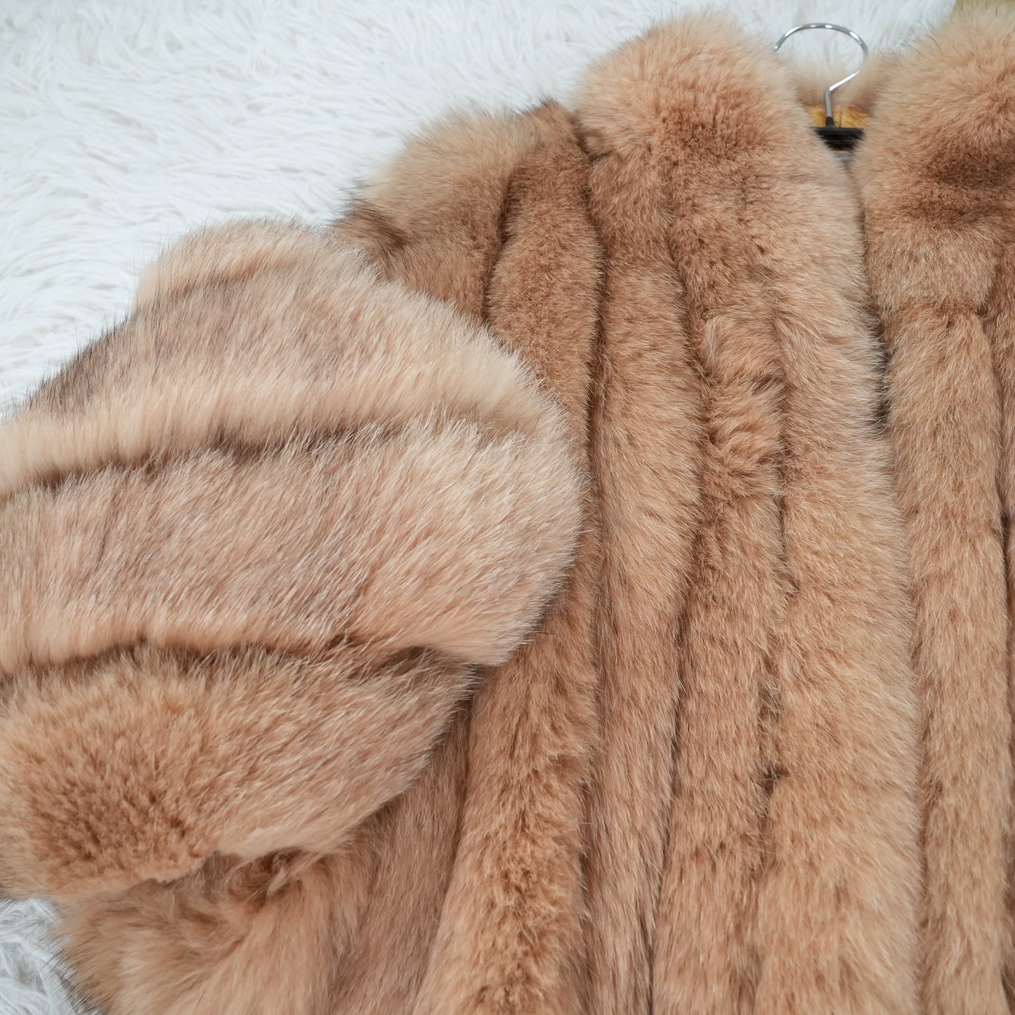 Beige Dyed Fox Fur Coat - Genuine Vintage Fur From Japan