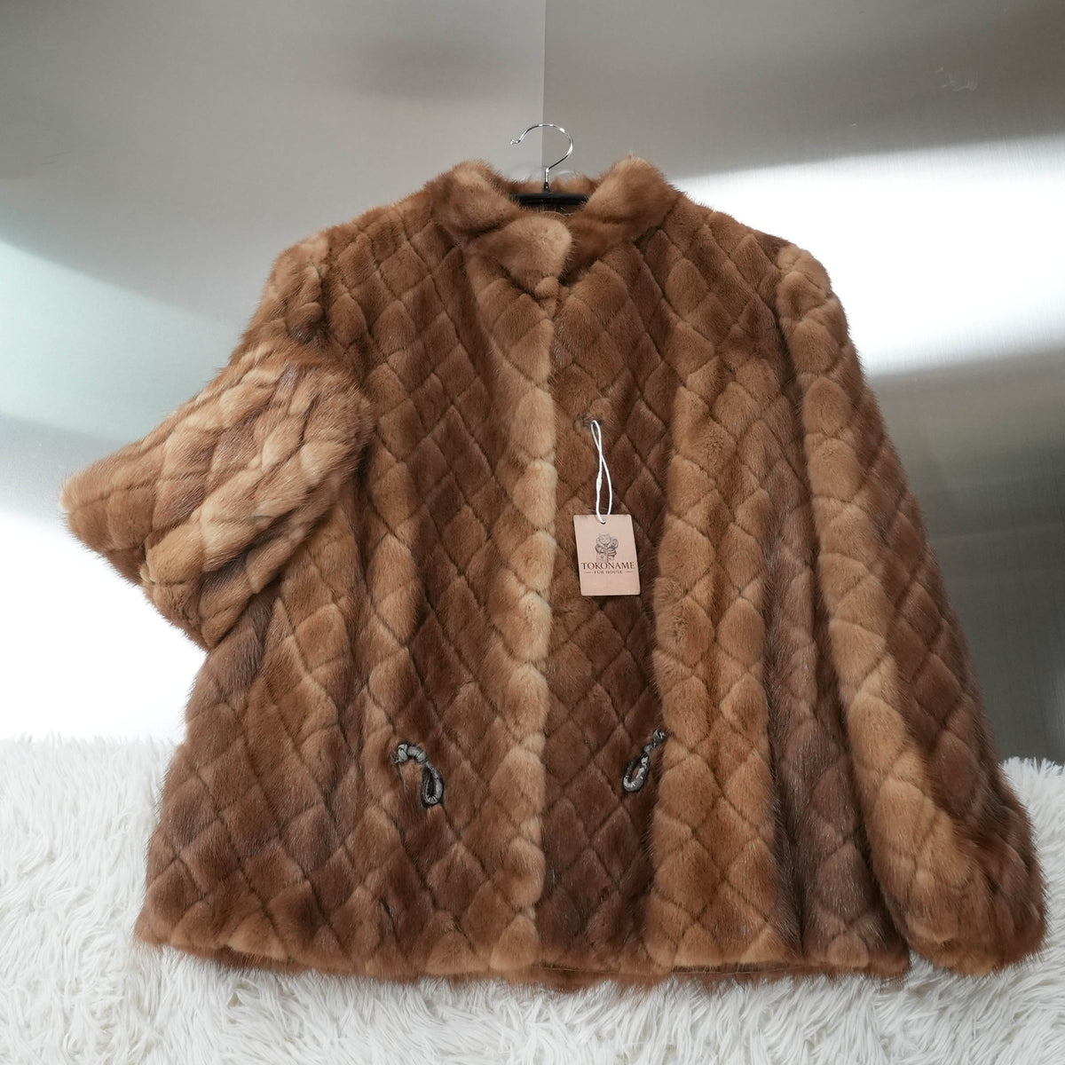 Demi Buff Mink Fur Diamond Cut Design Jacket - Genuine Vintage Fur From Japan