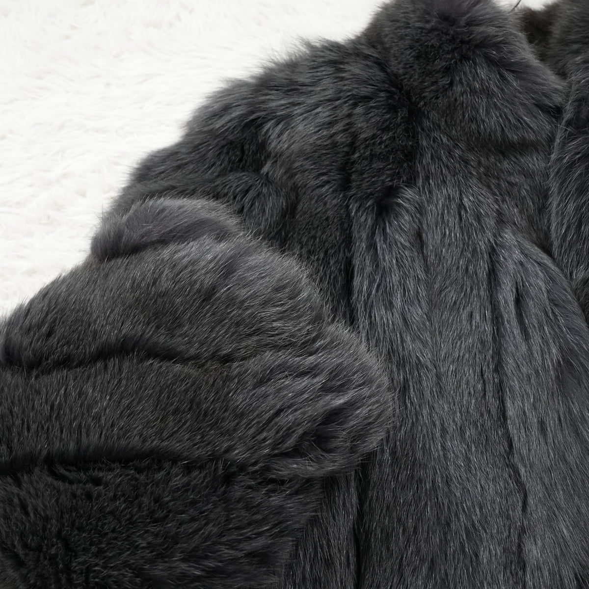 Gray Dyed Fox Fur Coat Moonbat - Genuine Vintage Fur From Japan
