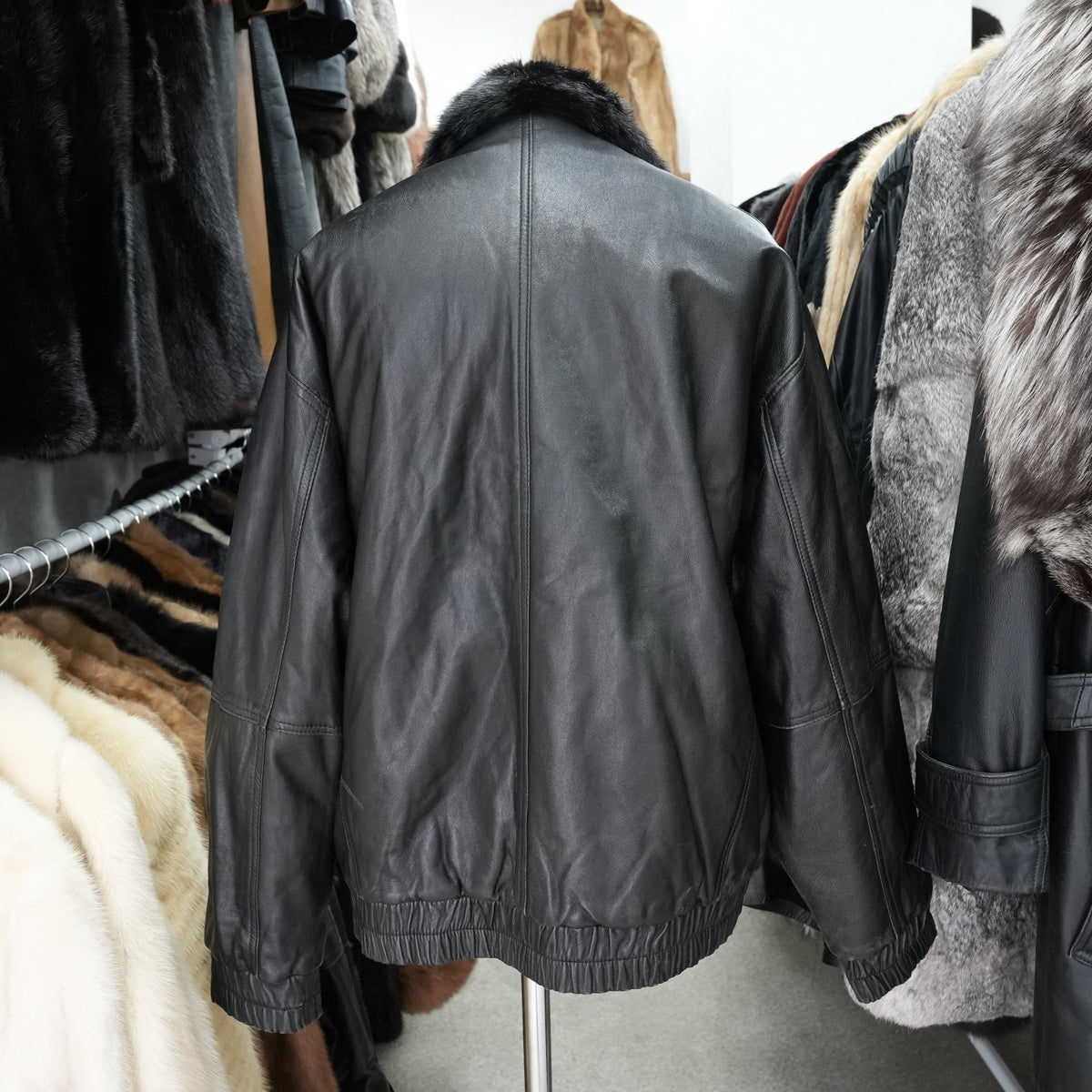Men Mink and Leather Reversible Zip up Bomber Jacket - Genuine Vintage Fur From Japan