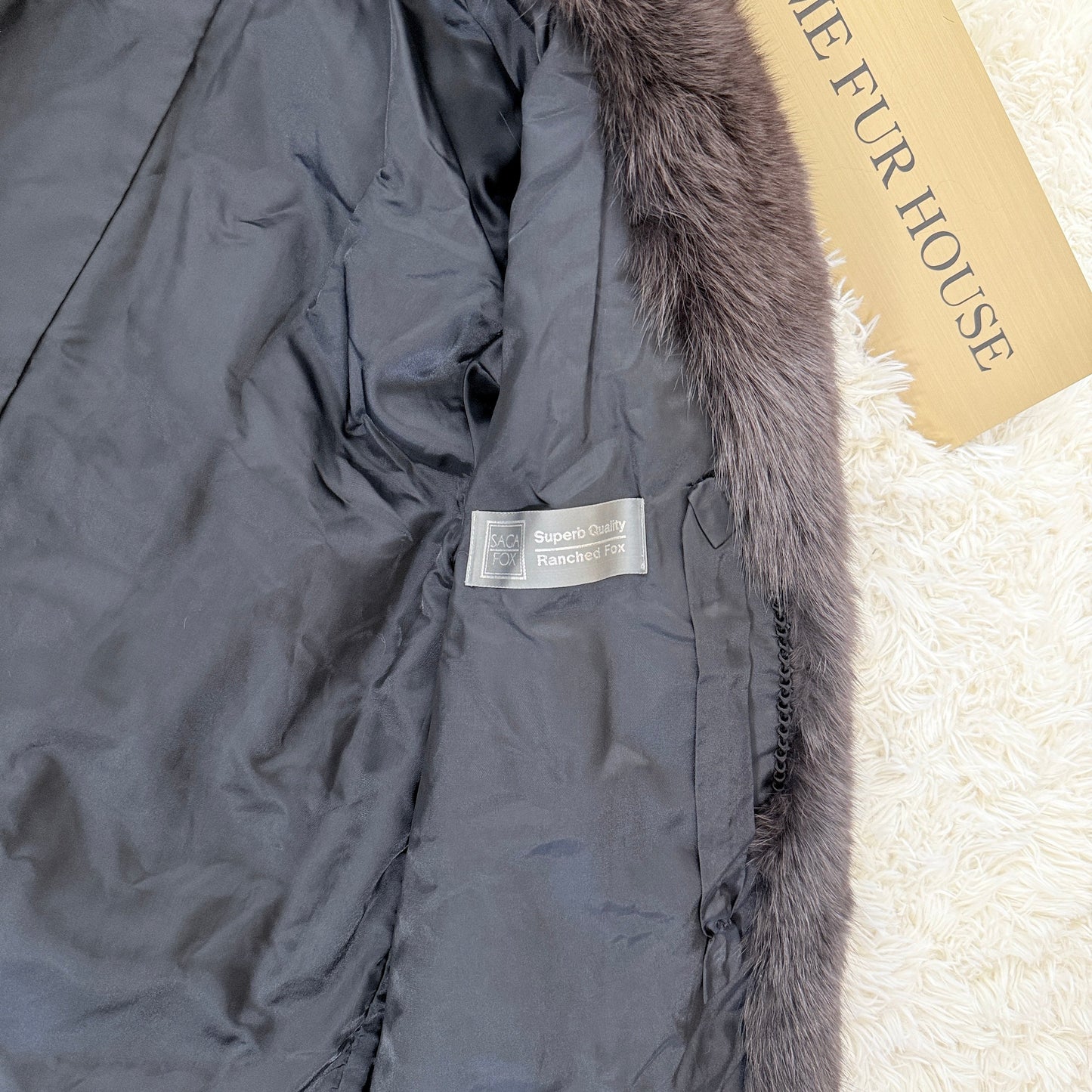 Dark Brown Dye Fox Coat - Saga Fox Genuine Vintage Fur Japan