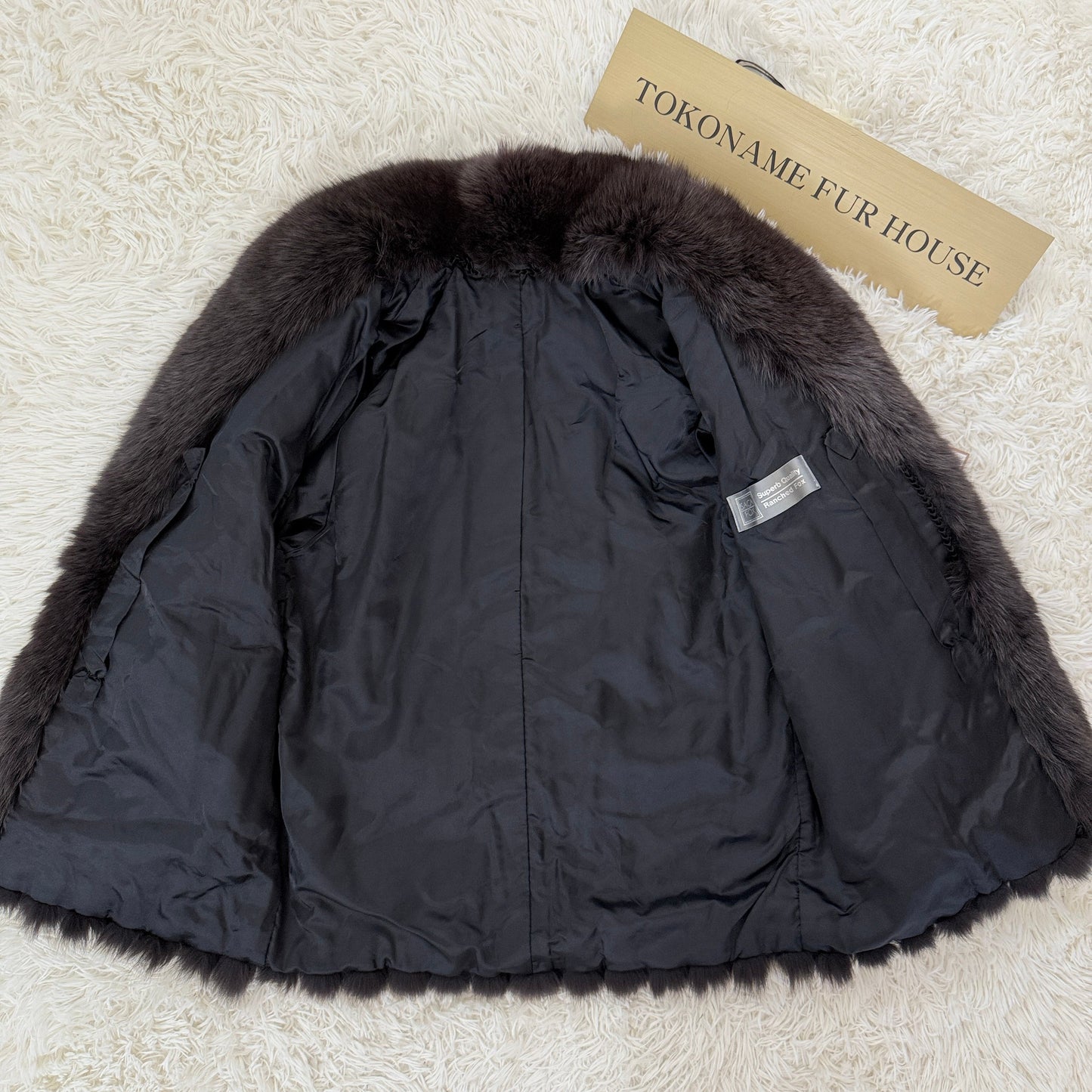Dark Brown Dye Fox Coat - Saga Fox Genuine Vintage Fur Japan