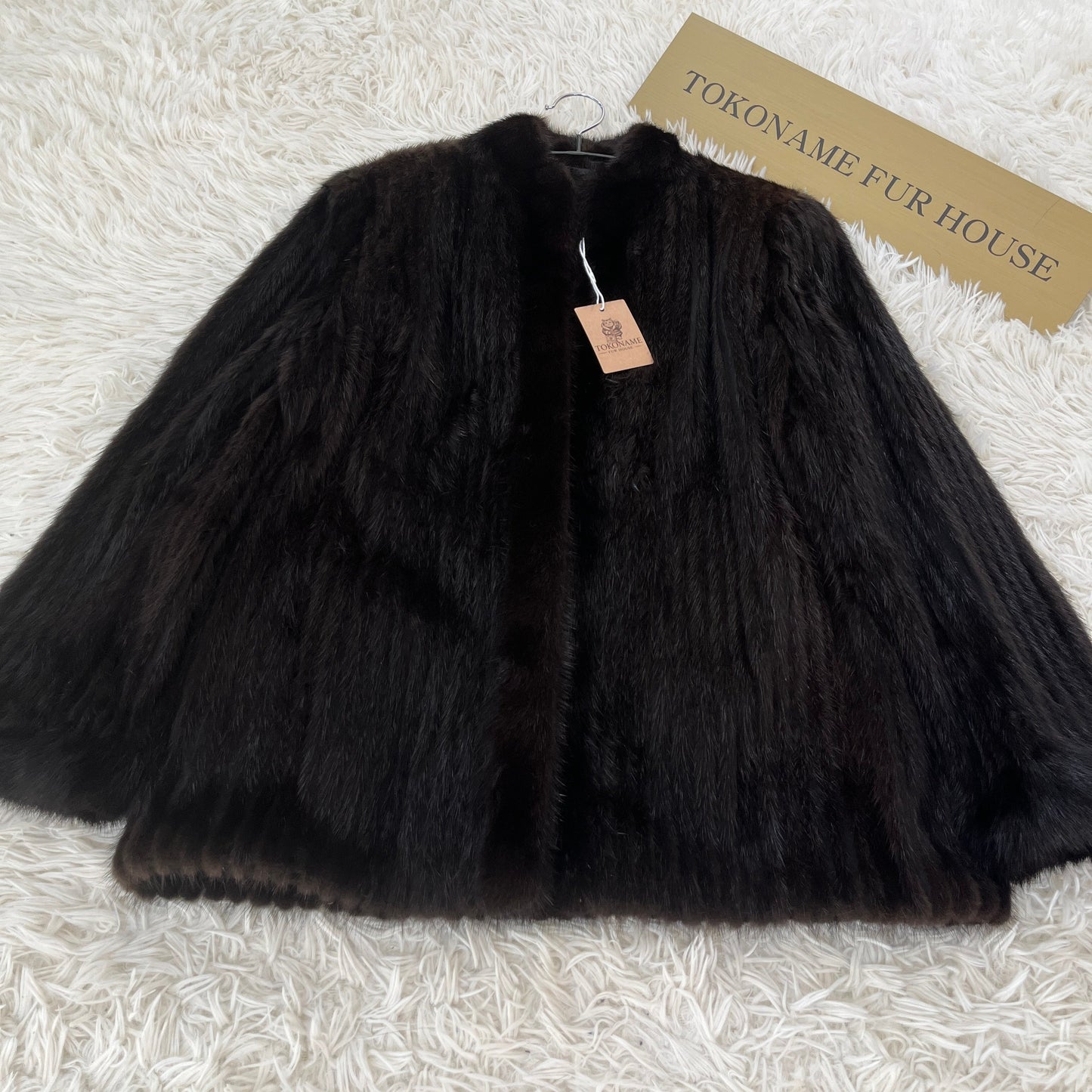 Dark Mink Jacket Stripe Cutting Genuine Vintage Fur Japan