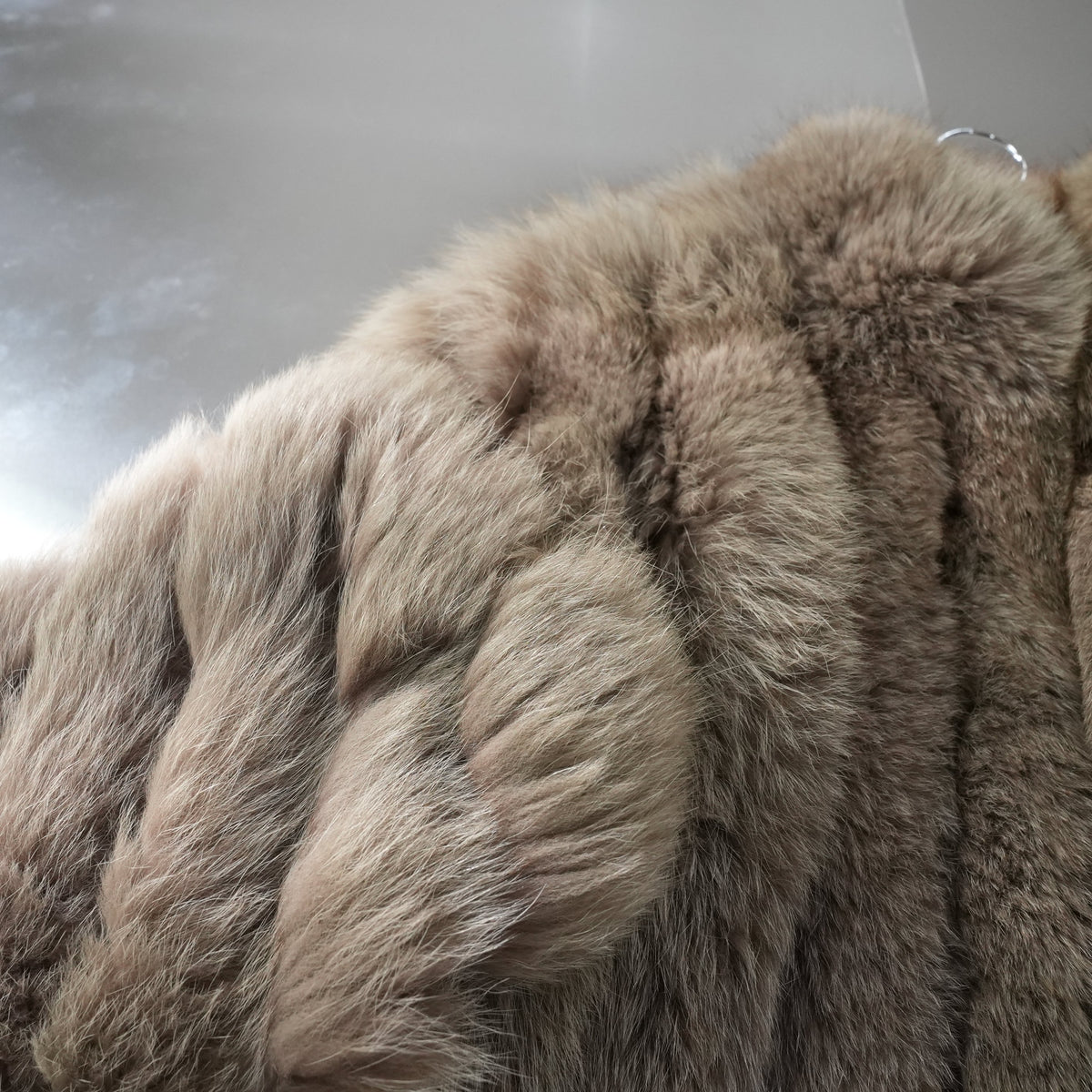 Khaki Brown Dyed Fox Fur Coat - Genuine Vintage Fur From Japan