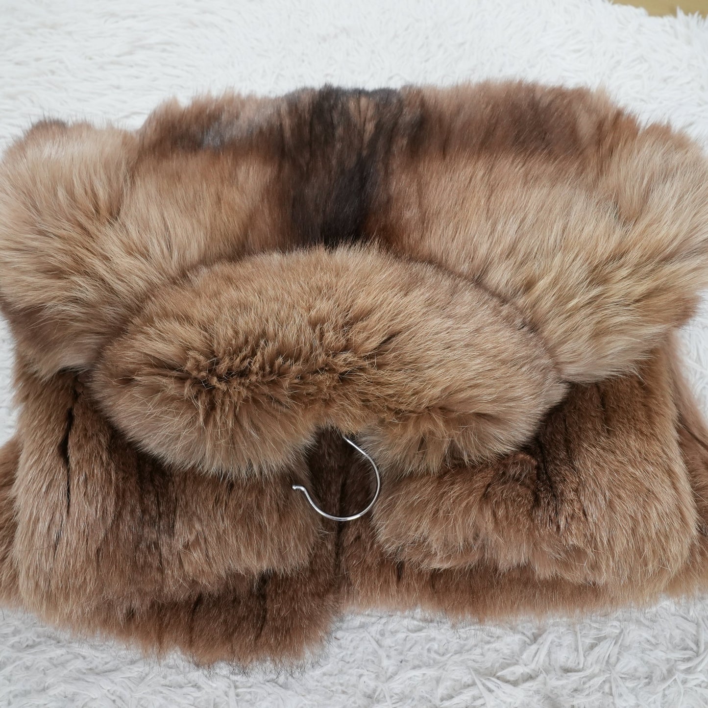 Brown Dyed Fox Fur Design Coat - Genuine Vintage Fur From Japan
