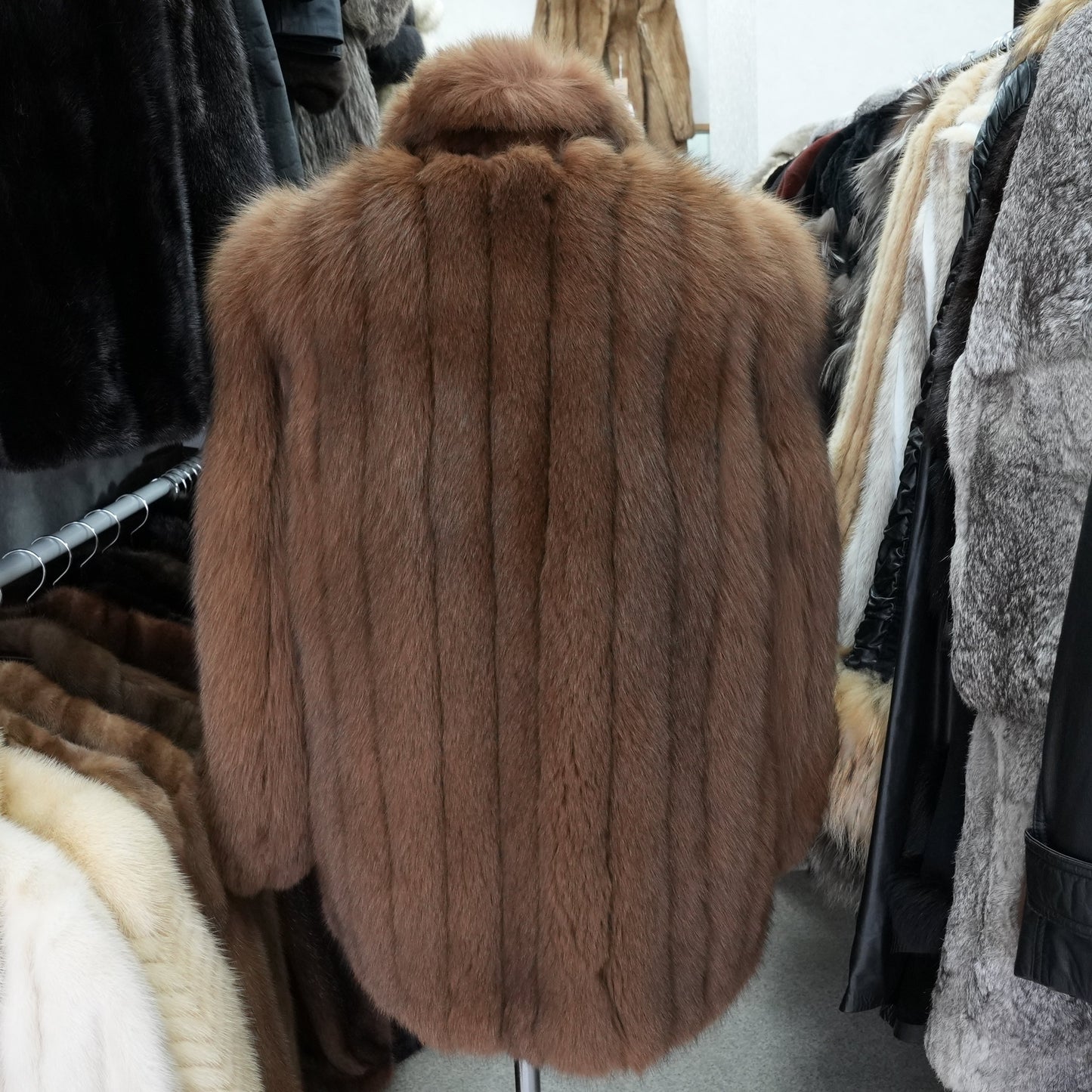 Brown Dyed Fox Fur Coat Soft & Fluffy - Genuine Vintage Fur From Japan