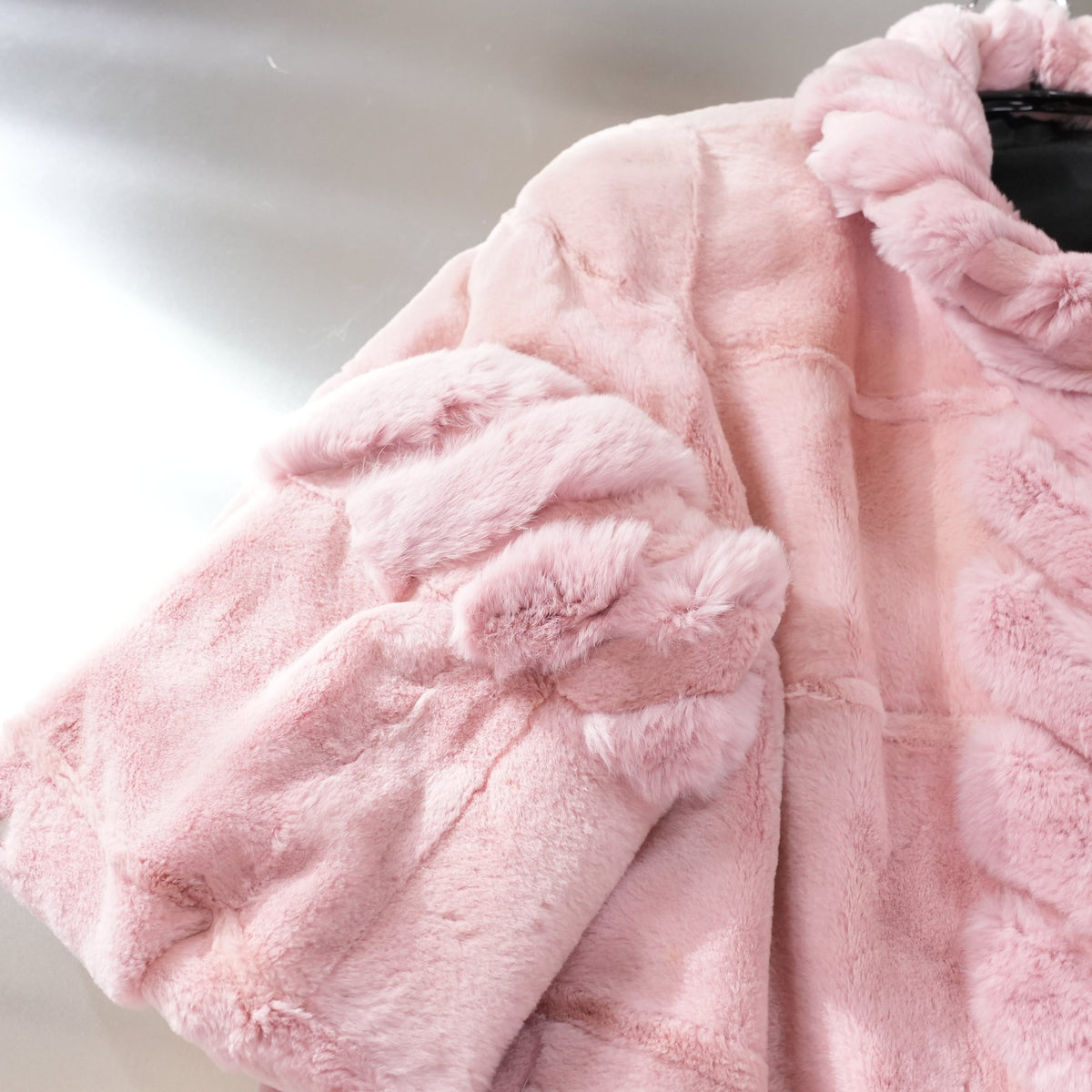 Pink Dyed Reversible Rabbit Fur Coat - Genuine Vintage Fur From Japan