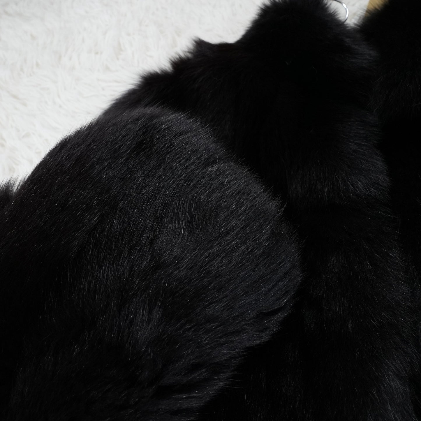 Black Dyed Fox Fur Coat EMBA - Genuine Vintage Fur From Japan