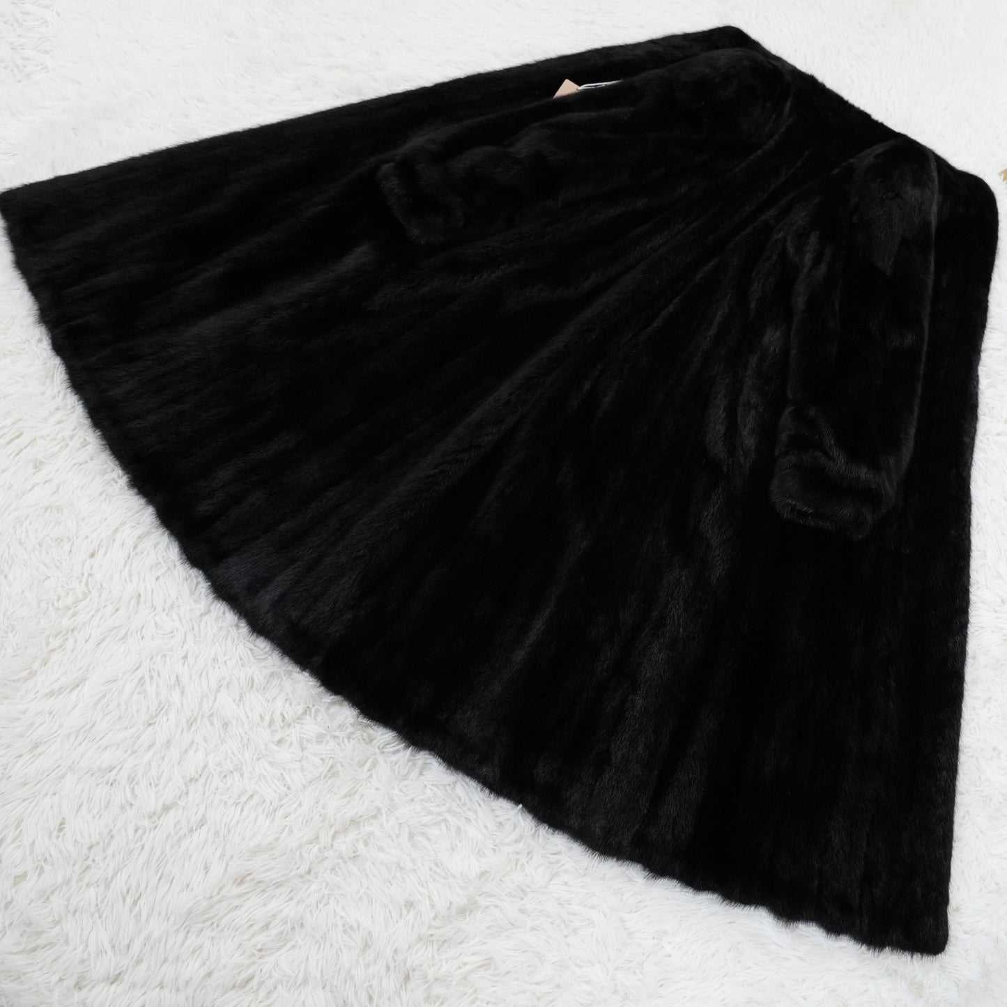 Black Mink Long Coat Soft and Glossy Genuine Vintage Fur Japan