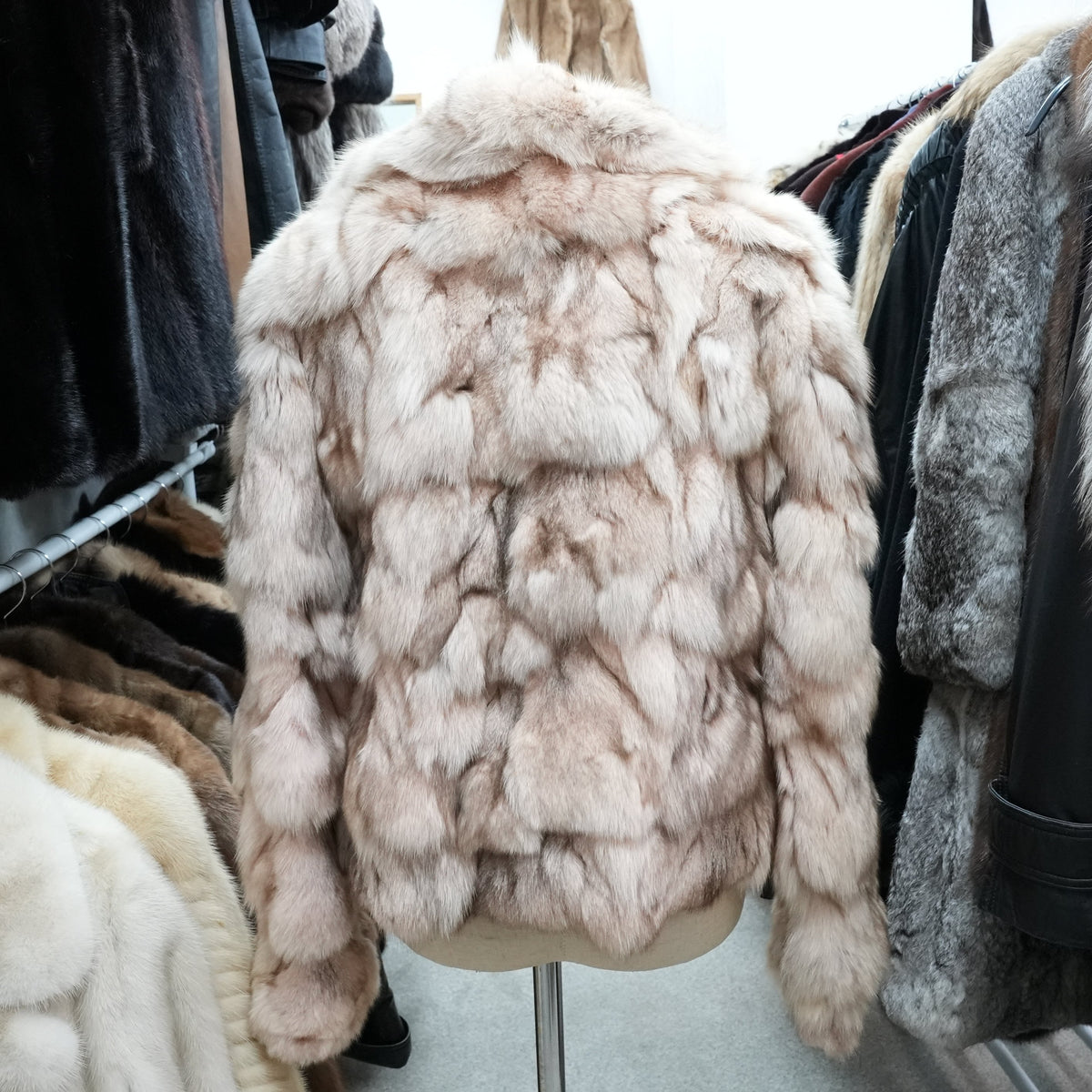 Pink Dyed Fox Fur Jacket - Genuine Vintage Fur From Japan