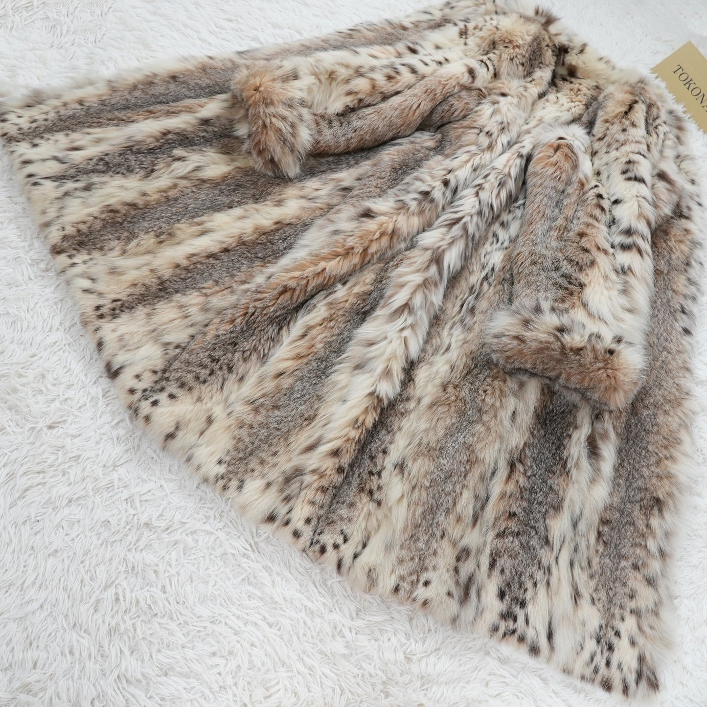 Lynx Fur Long Coat Roll Up Sleeve Calvin Klein - Genuine Vintage Fur From Japan