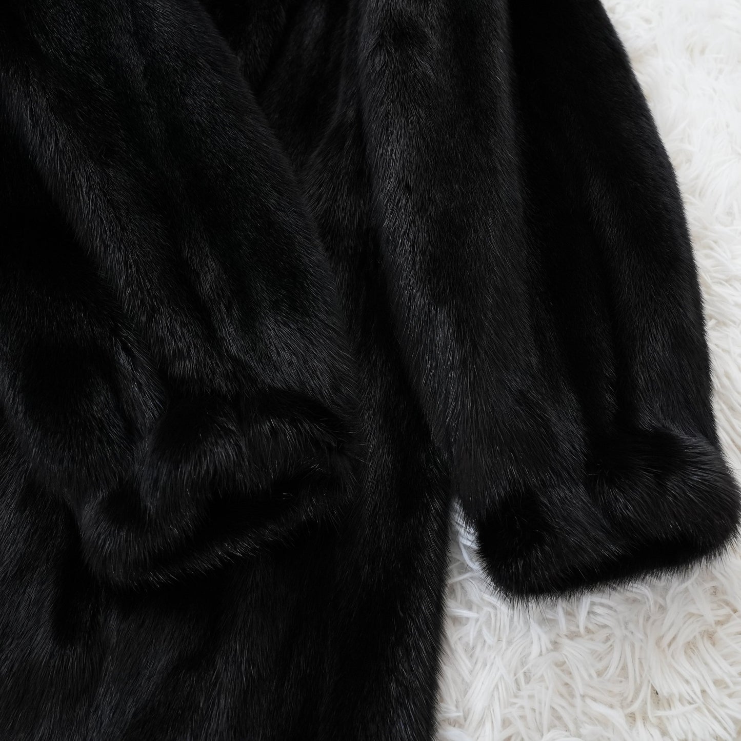 Dark Mink Long Coat Soft and Grossy SAGA MINK Genuine Vintage Fur Japan