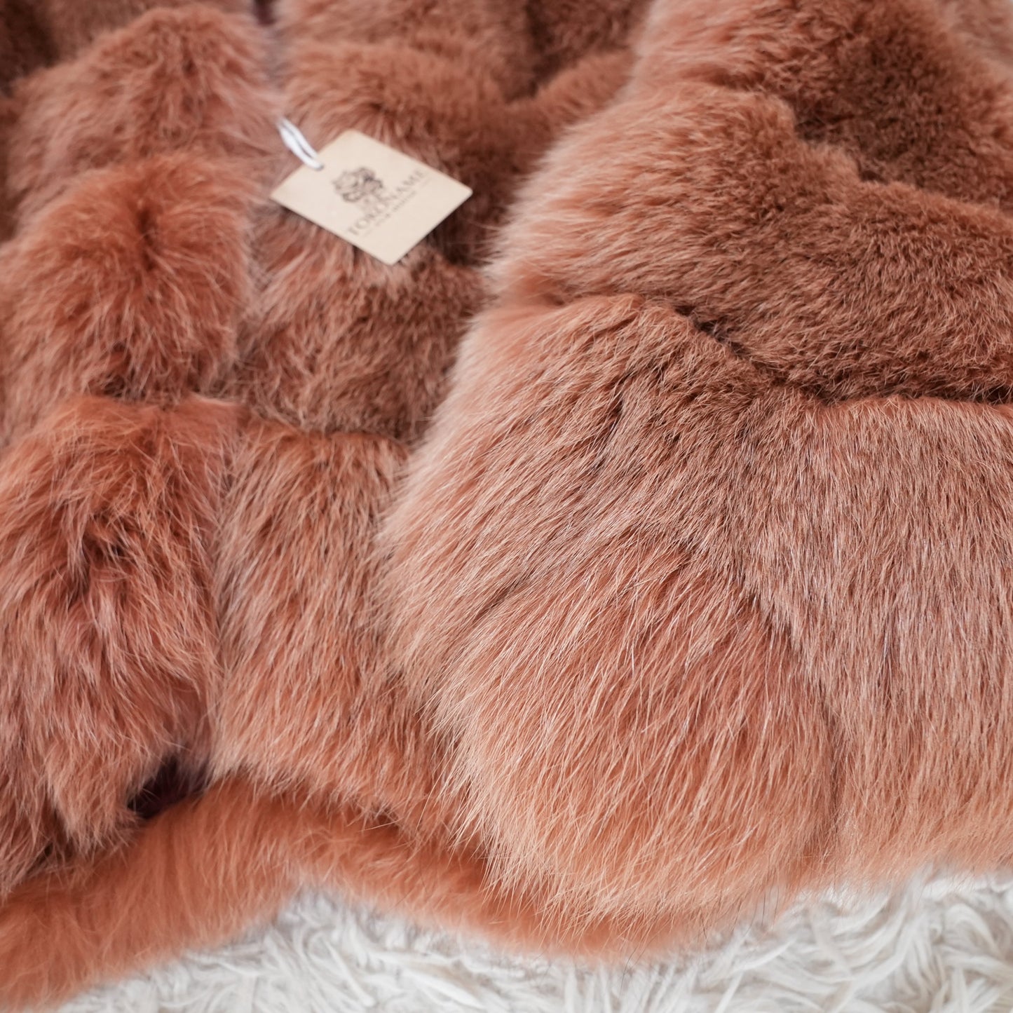 Dull Red Dyed SAGA FOX Fur Coat - Genuine Vintage Fur From Japan