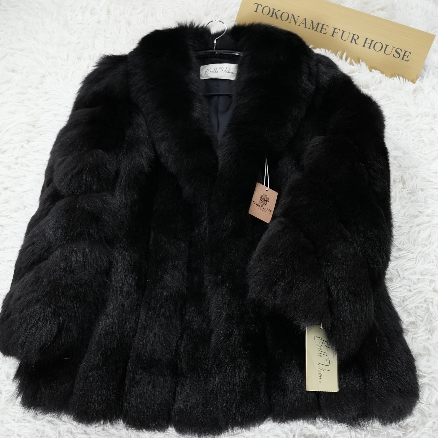SAGA ROYAL FOX Black Dyed Coat - Genuine Vintage Fur From Japan