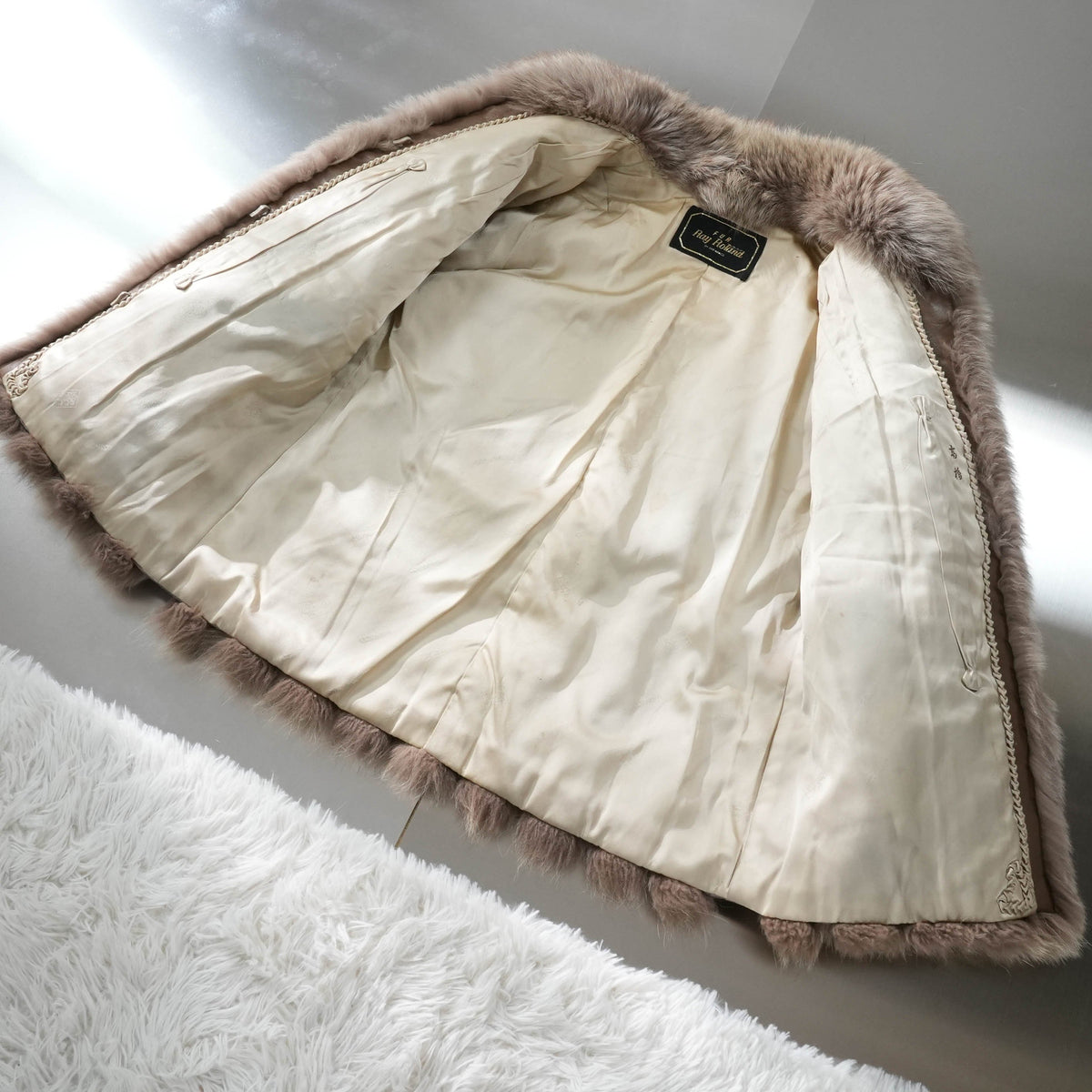 Khaki Brown Dyed Fox Fur Coat - Genuine Vintage Fur From Japan