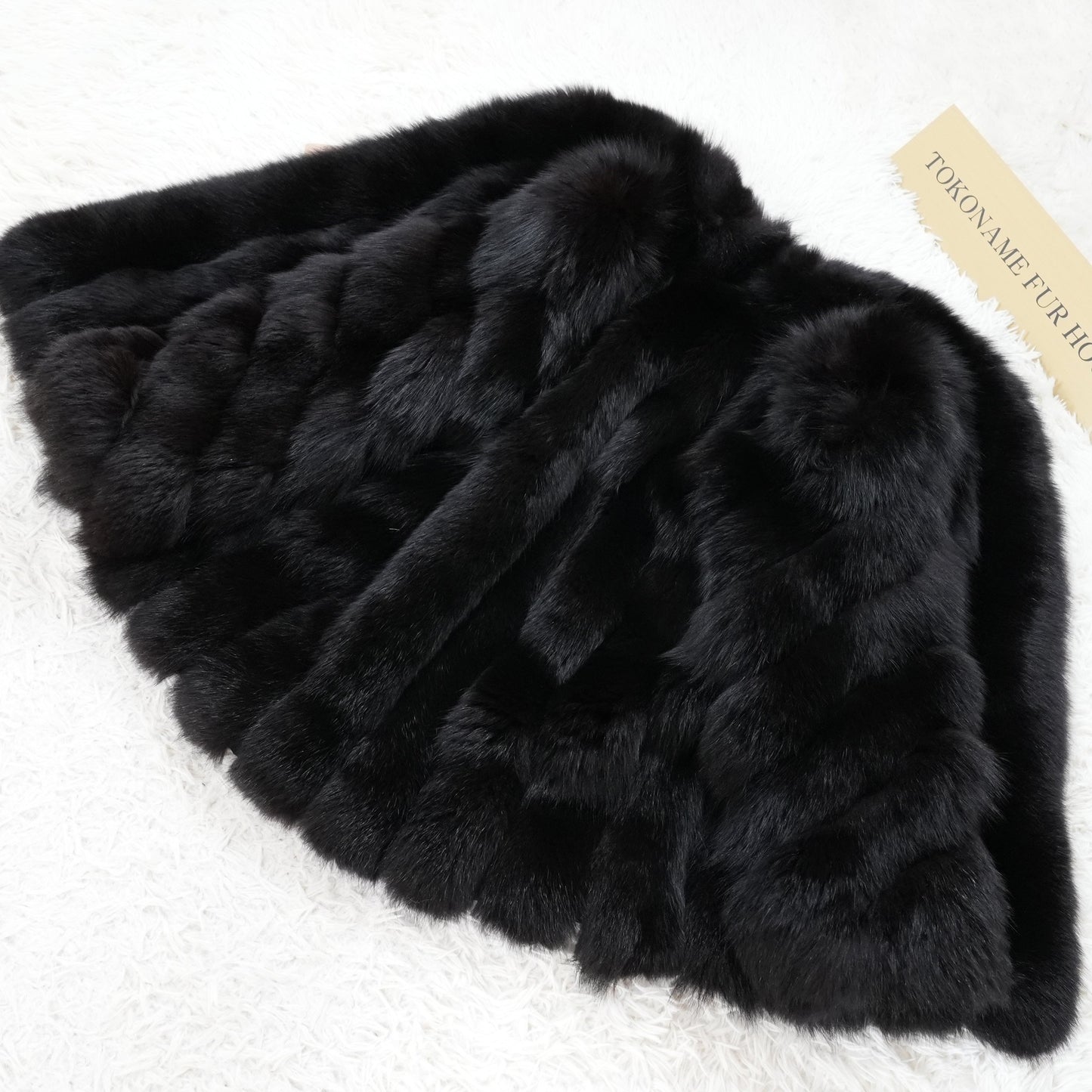 ROYAL SAGA FOX Black dyed Fur Coat - Genuine Vintage Fur From Japan
