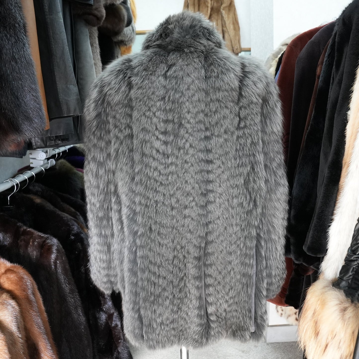 Gray Dyed Fox Fur Coat nakamur fur - Genuine Vintage Fur From Japan