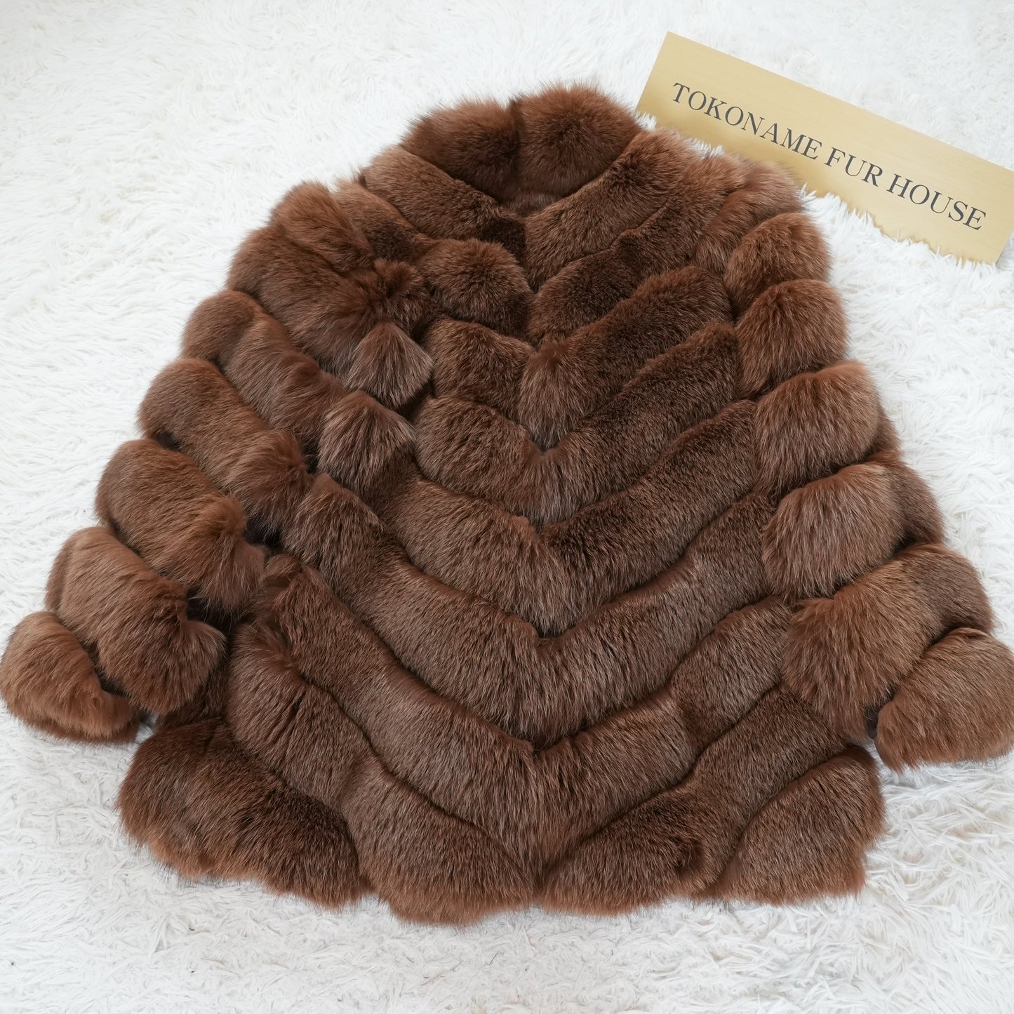 Brown Dyed Fox Fur Design Coat - Genuine Vintage Fur From Japan