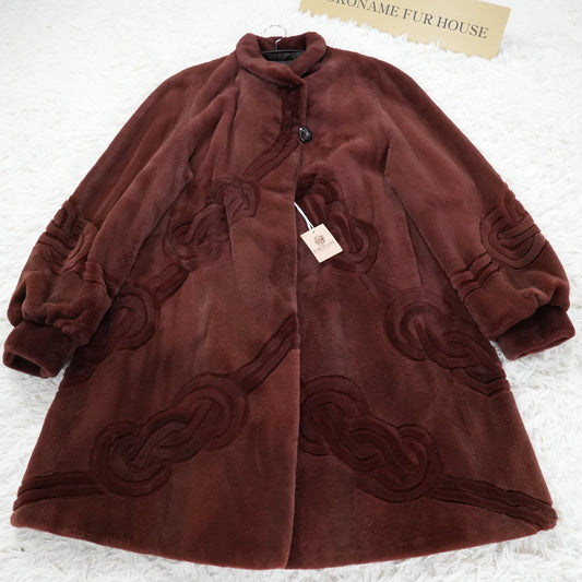 Shaved Mink Bordeaux Color Pattern Design SAGA MINK - Genuine Vintage Fur From Japan