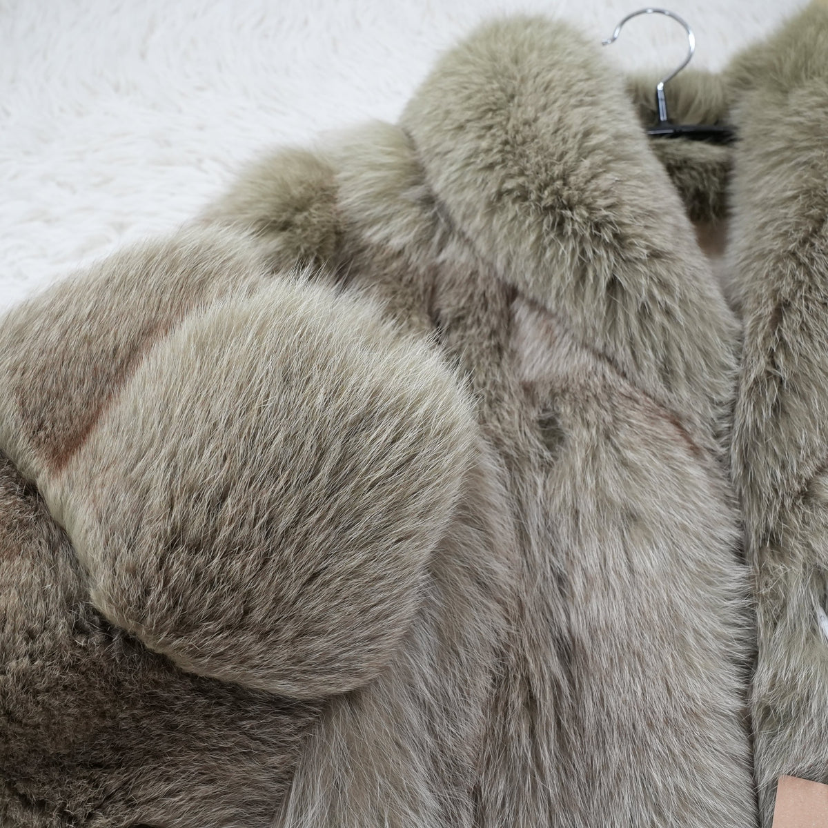 Muted Green Dyed Fox Coat - Genuine Vintage Fur From Japan