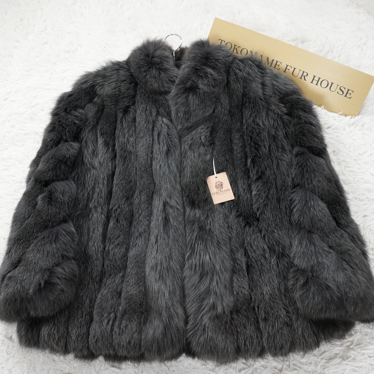 Gray Dyed Fox Fur Coat Moonbat - Genuine Vintage Fur From Japan