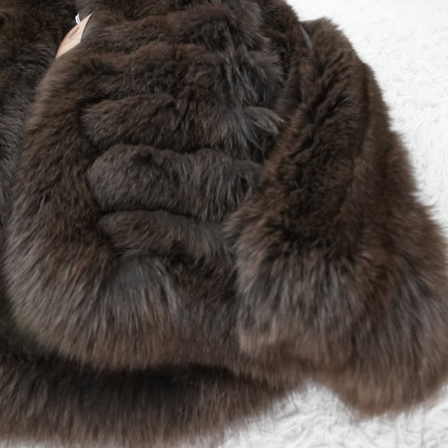 Dolman Sleeve Khaki Brown Dyed Fox Fur Coat Soft & Fluffy - Genuine Vintage Fur From Japan