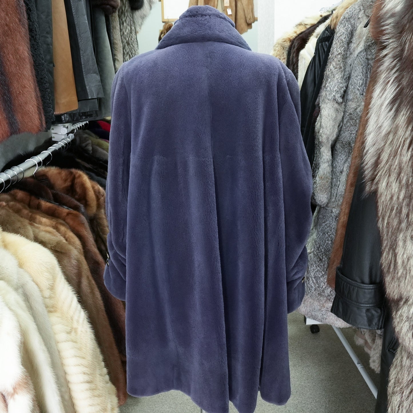 Shaved Mink Blue Dyed Long Coat - Genuine Vintage Fur From Japan