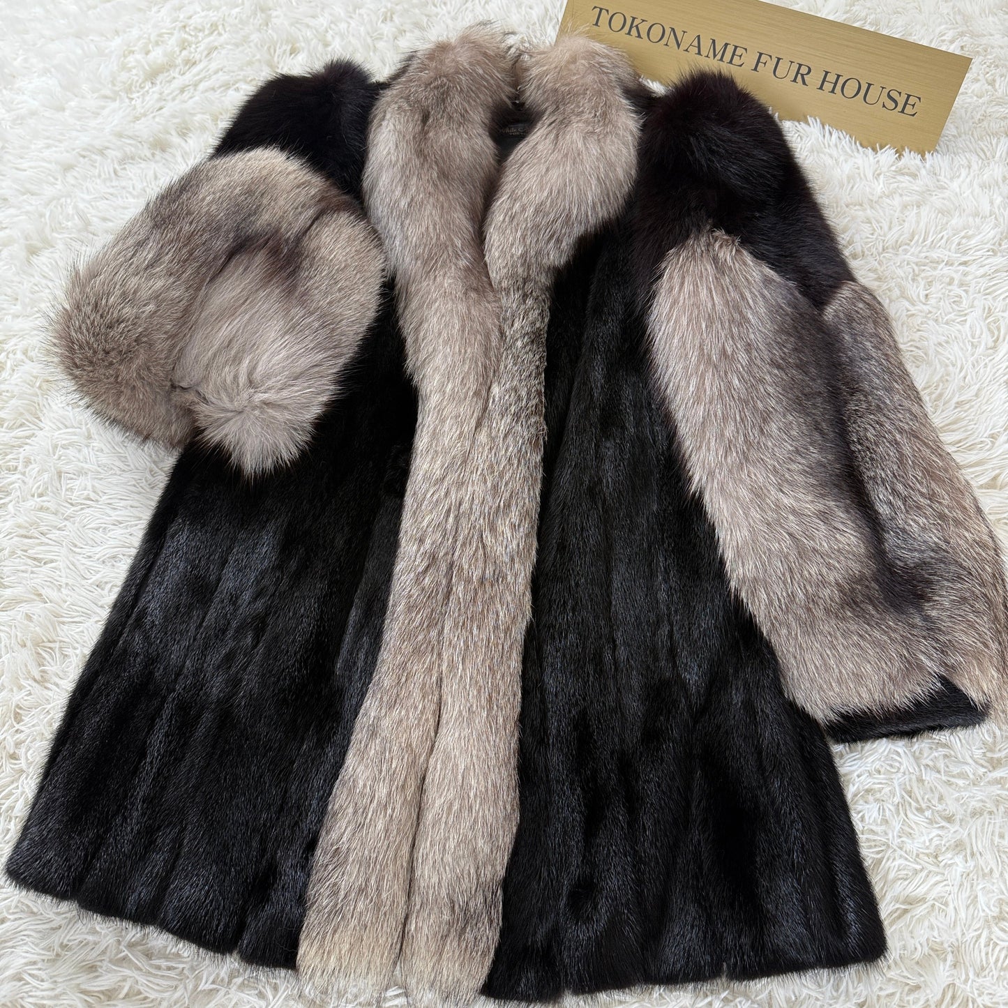 Mink and Silver Fox Fur Coat Vintage Fur Japan