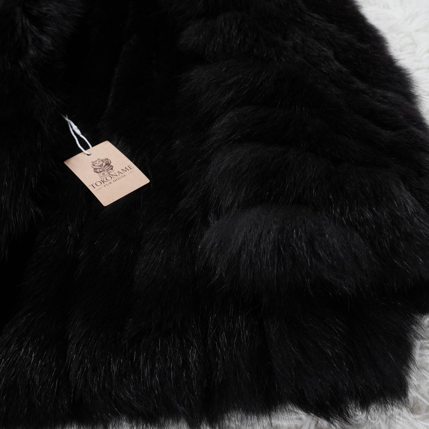 Black Dyed Fox Fur Coat ROTINY - Genuine Vintage Fur From Japan
