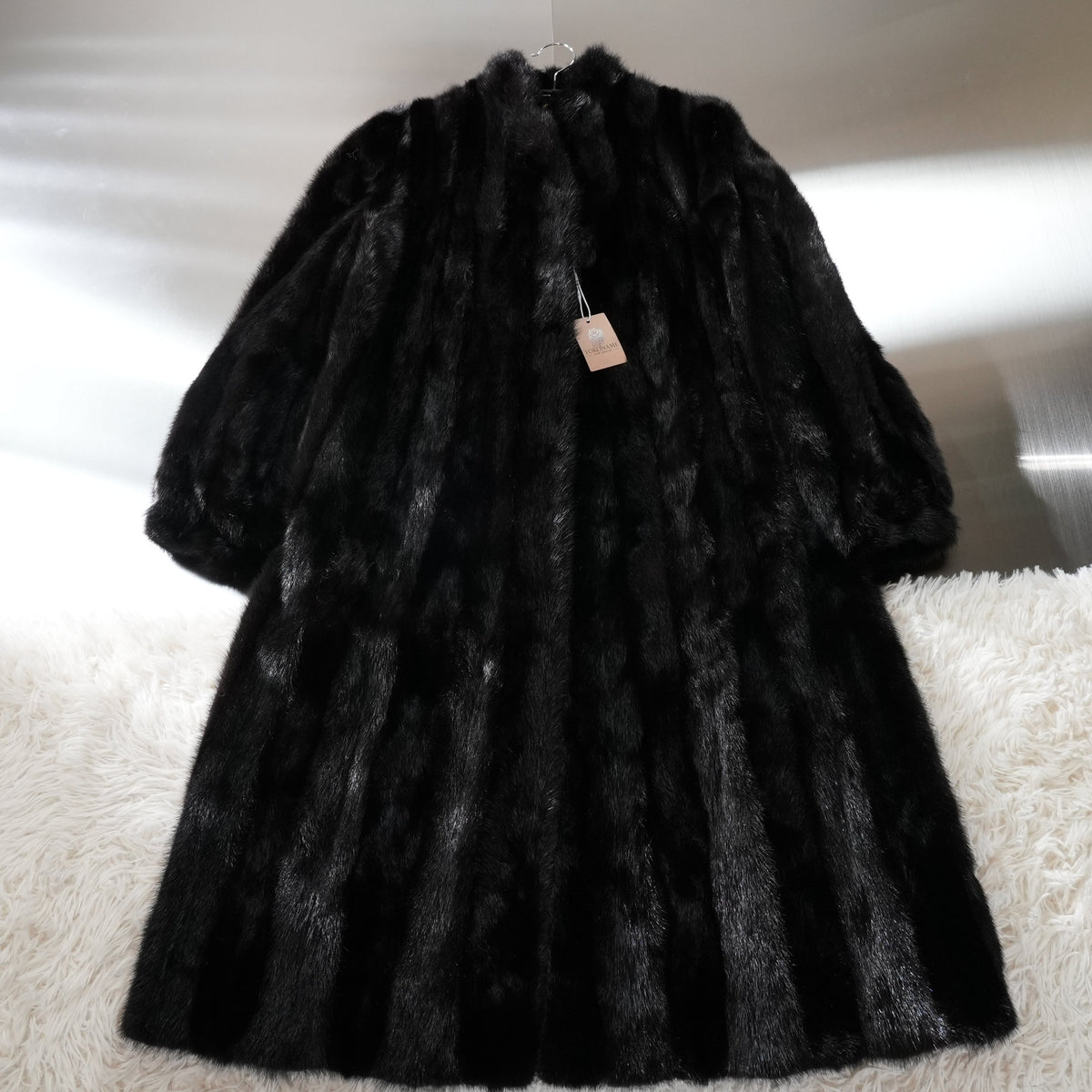 SAGA MINK Fur Long Coat Stripe Design - Genuine Vintage Fur From Japan