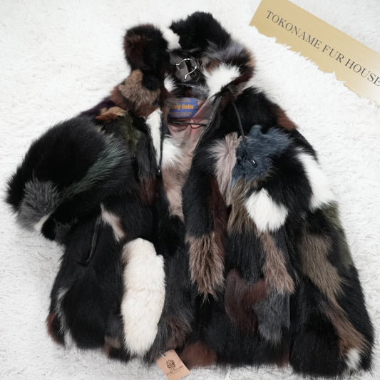 Mulch Color Dyed Zip-Up Hoodie Jacket - Genuine Vintage Fur From Japan